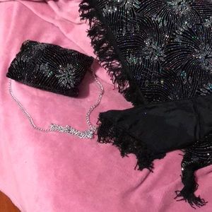 Glitter Fringe Wrap w Pouch